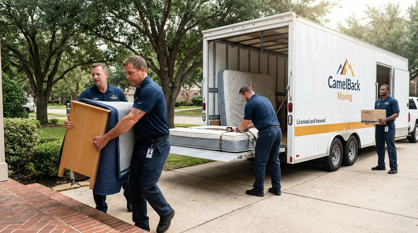 Crew loading residential truck for cross-state move from Alliance, NE